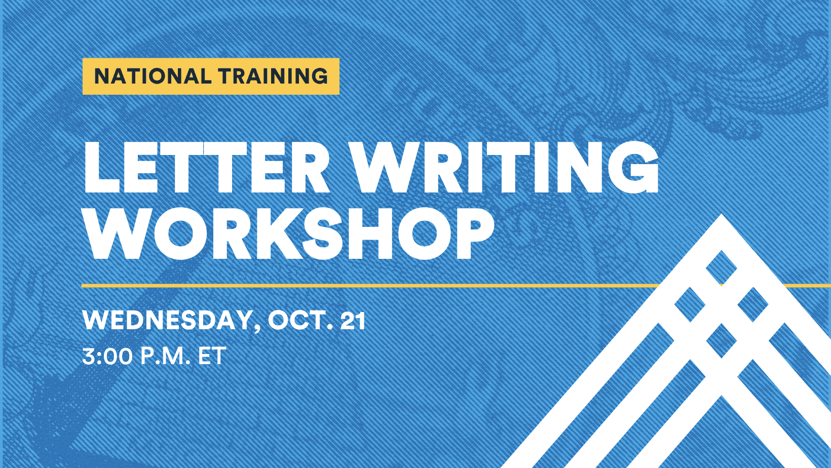 Letter Writing Workshop, 10/21/26 at 3pm ET